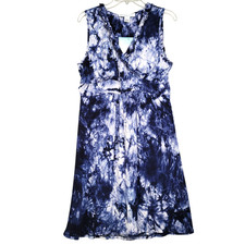 Cruisewear & Co. Dress Womens XL Blue Tie Dye Stretch Sleeveless Vacation Summer