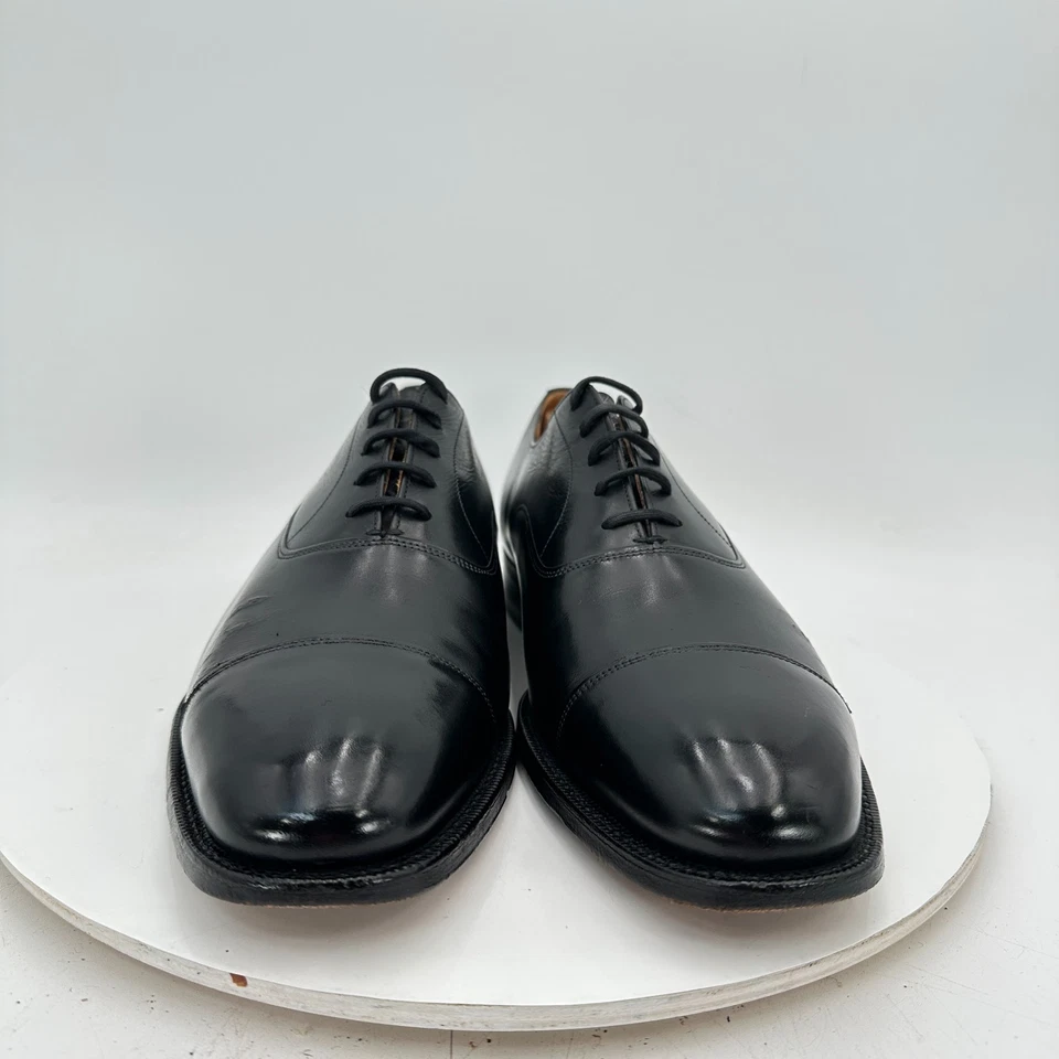 Church's Custom Grade Men UK 8.5 F US 9.5 D Black Leather Cap Toe Oxford Shoes - Image 3 of 4
