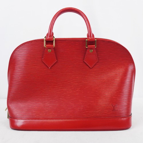 Louis Vuitton Epi Leather Alma Top Handle Bag In Red With Gold Hardware