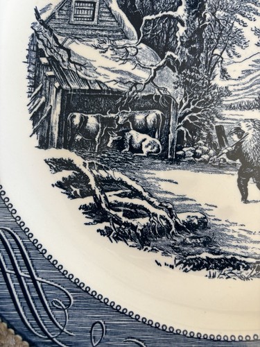 Royal Currier and Ives A Snowy Morning 13.25" Chop Plate Serving Platter - Picture 8 of 9