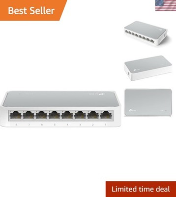 8-Port 10/100Mbps Fast Ethernet Switch - Quiet & Eco-Friendly Design