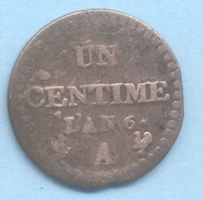 1 CENTIME AN 6 A 1798 PERLES 53 / 36 - Photo 1/2
