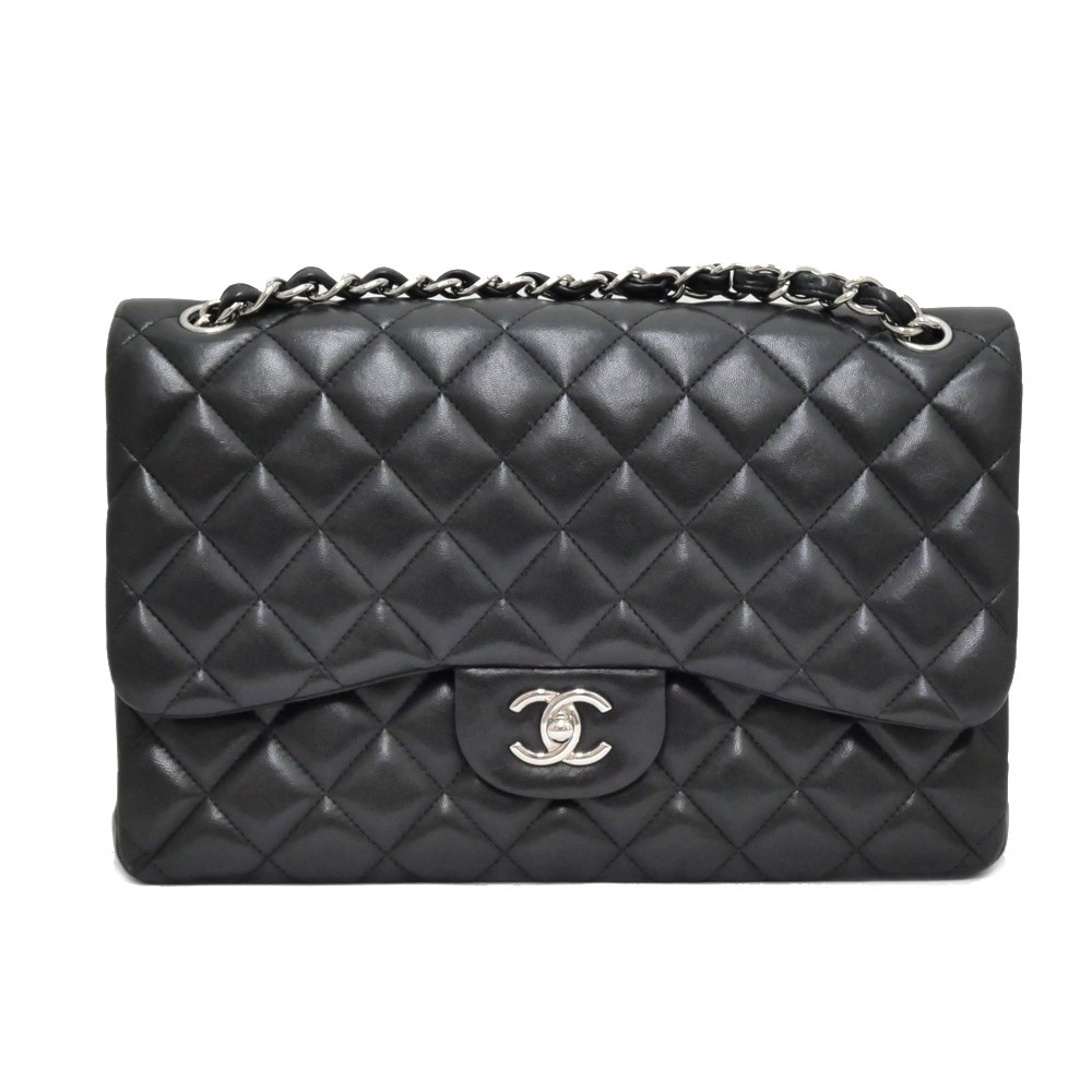 Chanel Matelasse 30 Chain Shoulder Bag Lambskin Black Silver Hardware 886404