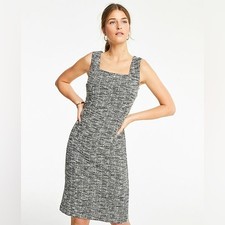 Ann Taylor Petite Black & White Boucle Sleeveless Ponte Sheath Dress