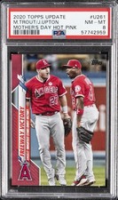 2020 TOPPS UPDATE MOTHER'S DAY HOT PINK #U261 JUSTIN UPTON/MIKE TROUT #/50 PSA 8