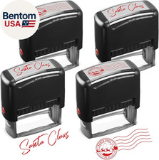 4 Pcs Santa Claus Signature Stamp North Pole Reindeer Self Inking Rubber Stamp w