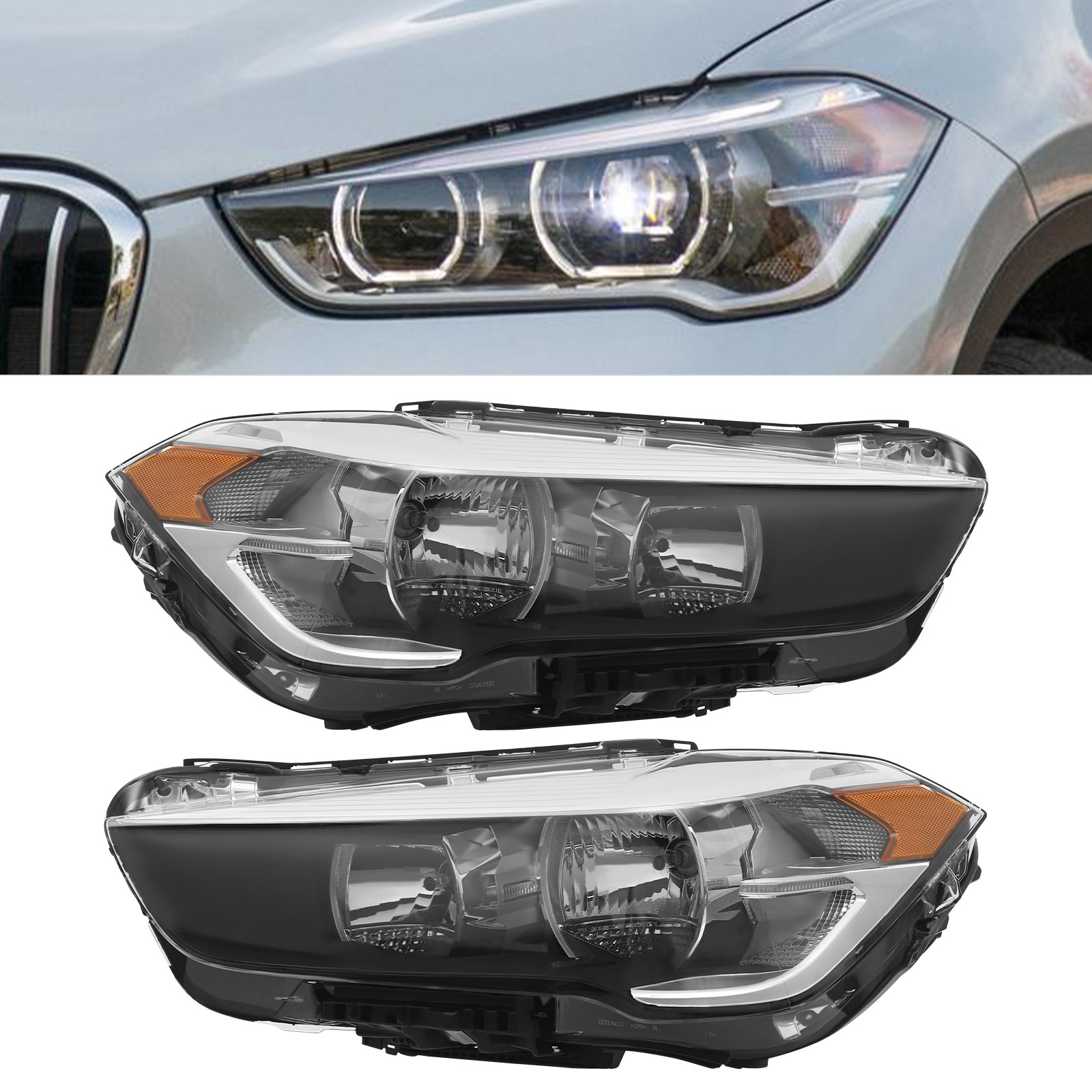 For 2016-2022 BMW X1 Halogen Headlight Models Pair Left & Right Side Headlights