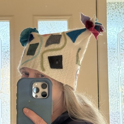Handmade Upcycled Hat Horn Beanie Cashmere Cat Ears Pussyhat  display picture 2