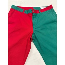 Bonobos Mens 36x32 Washed Chinos Slim Straight Red Green Holiday Pants