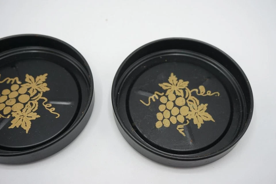 Set Di 4 Latta Nero Metallo Uva Sottobicchieri - Immagine 2 di 4