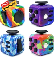 Lollyx Fidget Toy Cube, 4 Pack Cube Anxiety Relief Toys for Kids and... 