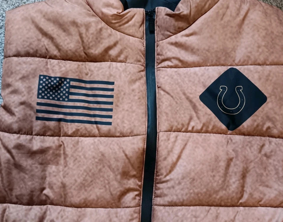 Жилет-пуховик Indianapolis Colts 2XL с флагом США на молнии коричневый NFL - Изображение 2 из 4