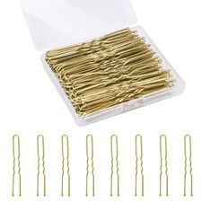 100Pcs U Shaped Hair Pins 2.4" Bun Hair Pins Gold with Storage Box Women