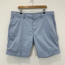 Country Road Chino Shorts Men 40 Blue Cotton Blend Stretch Mid Rise Zip Fly