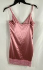 bebe Women's Rose Pink Satin Lace Trim 90s Style Slip Dress Size M NWT — photo 2