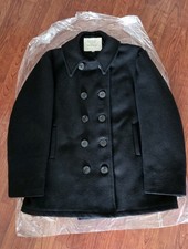 VINTAGE US NAVY MILITARY ISSUED PEA COAT Wool Size 46 BLACK.. Made In USA