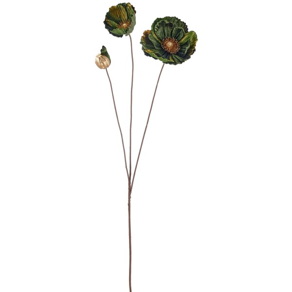 Kunstblume Mohn Noble Velv, 2Er Set, Farbe GrüN, HöHe Ca. 76 Cm-image