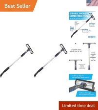 Pack of 2 - 60-Inch Quick Lock Snow Broom for Ice Removal and Frost Clearing