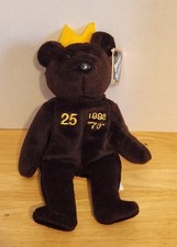 Bamm Beano's McGuire 25 Beanie Bear 1998 Brown With Yellow Crown