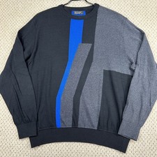Vtg St Croix Sweater Mens L Black Gray Geometric Abstract Pullover Made in USA