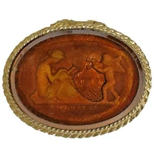 Vintage Poison Pill Box Glass Intaglio Classical Cupid Psyche Made USA Vanity