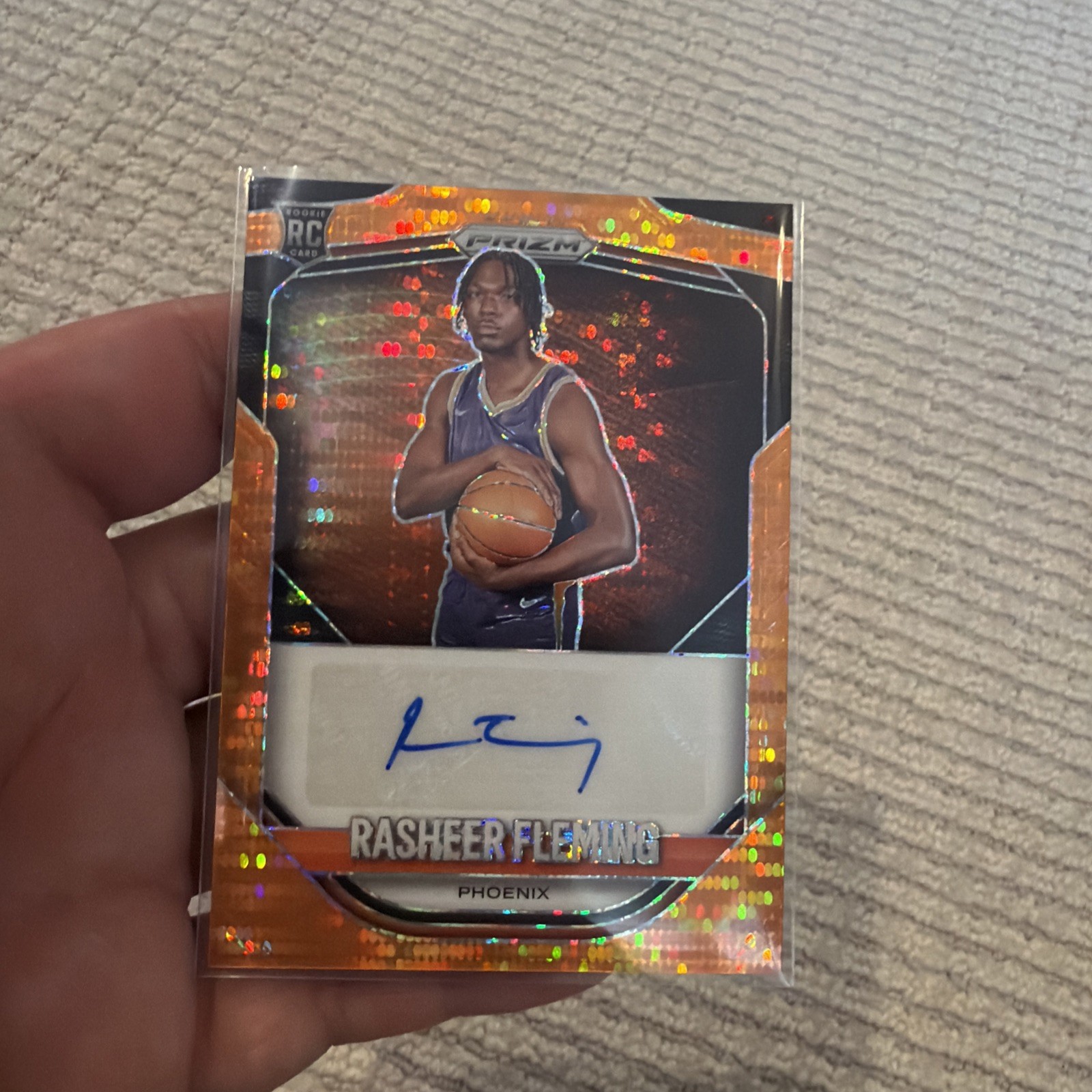 Rasheer Fleming 2025-26 Panini Prizm RC Orange Pulsar /149 Rookie AUTO #PA-FLE