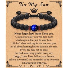 Gifts for Son To My Son Bracelet from Mom Dad Blue Black Braided Leather PC