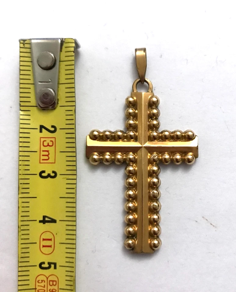 Ancien Pendentif croix en plaqué or FIX - Photo 4/4
