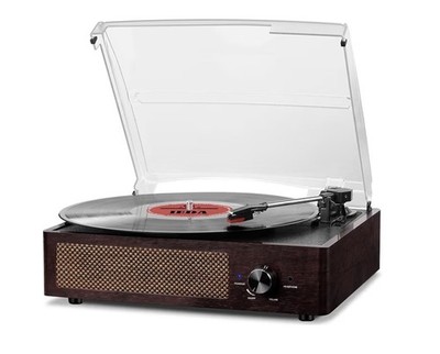 Cotsoco 3 Speed Bluetooth Record Player Turntable w/ Built-In Speakers, AUX, RCA