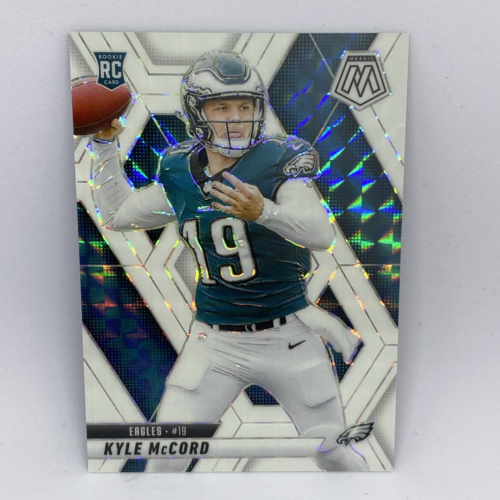 2025 Panini Mosaic White Prizm Kyle McCord #352 Rookie /25 Philadelphia Eagles