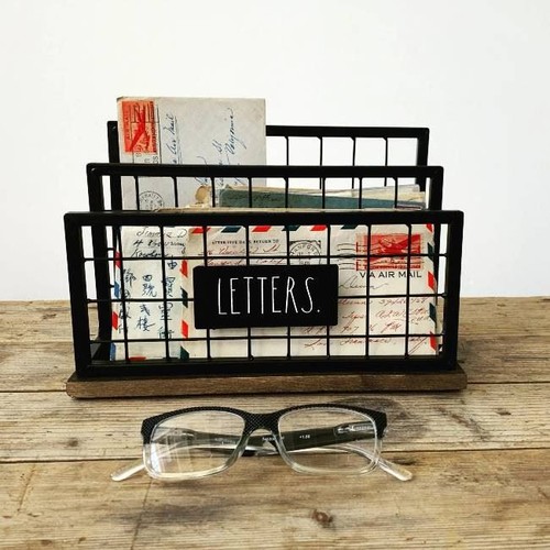 Rae Dunn "Letters" Desktop 2-Compartment Letter Holder - Picture 2 of 2