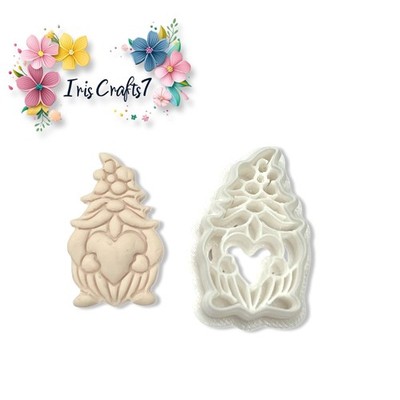 Wichtel mit Herz Polymer Clay Cutter | 3D-gedrucktes Tonwerkzeug | IrisCrafts7 UK