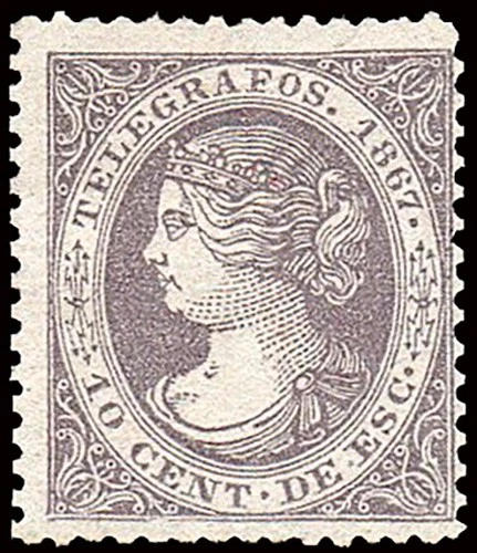 Spain - Telegraphs - Edi (*) 17 - 1867 - Elizabeth II - 10 cts. de escudo