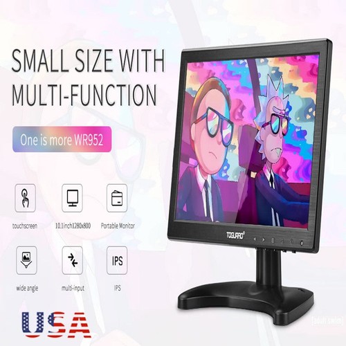 Toguard 10.1 Inch Touchscreen Small HDMI 1280x800 Monitor w/Speaker HDMI VGA AV - 第 3/8 張圖片