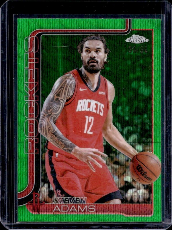2025-26 Topps Chrome Steven Adams Green Wave Refractor #/99 Rockets