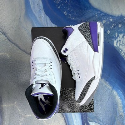 Jordan Air Jordan 3 Retro Dark Iris White Purple Leather Mid Top