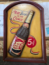 Vintage Pepsi-Cola Advertising Sign "More Bounce to the Ounce" 5¢ Bottle Graphic