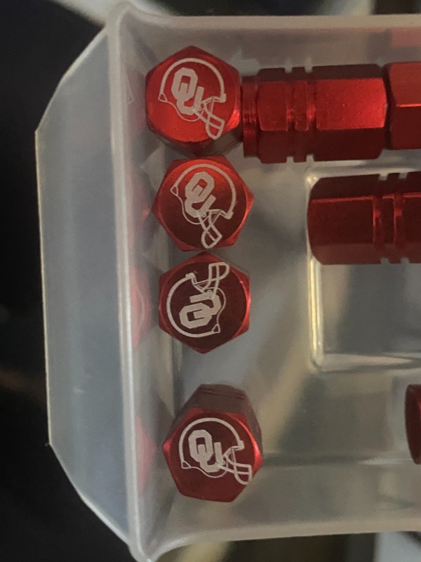 Oklahoma Sooners Wheel Tire Valve Stem cap Covers 4 Pc set