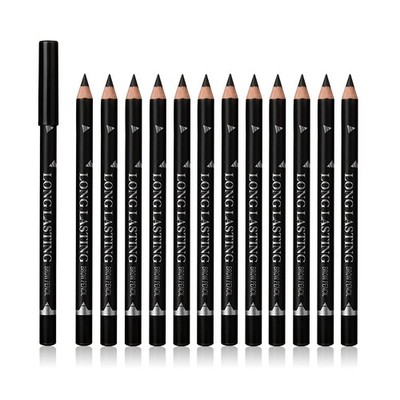 SUMEITANG 12 Pcs Black Eyebrow Pencil Eyeliner Set, Waterproof Eye Brow Penci...