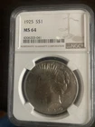 1925 Philadelphia Peace Silver Dollar NGC MS 64