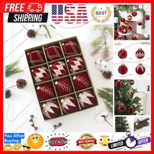 3.15INCH Burgundy Velvet Ornaments for Christmas Tree, 12PCS Glitter Flocked ...