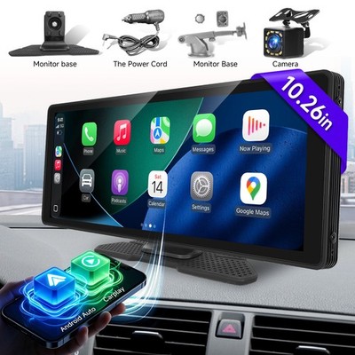 10.26'' Tragbarer Apple CarPlay und Android Auto Wireless Display Autoradio Kam+
