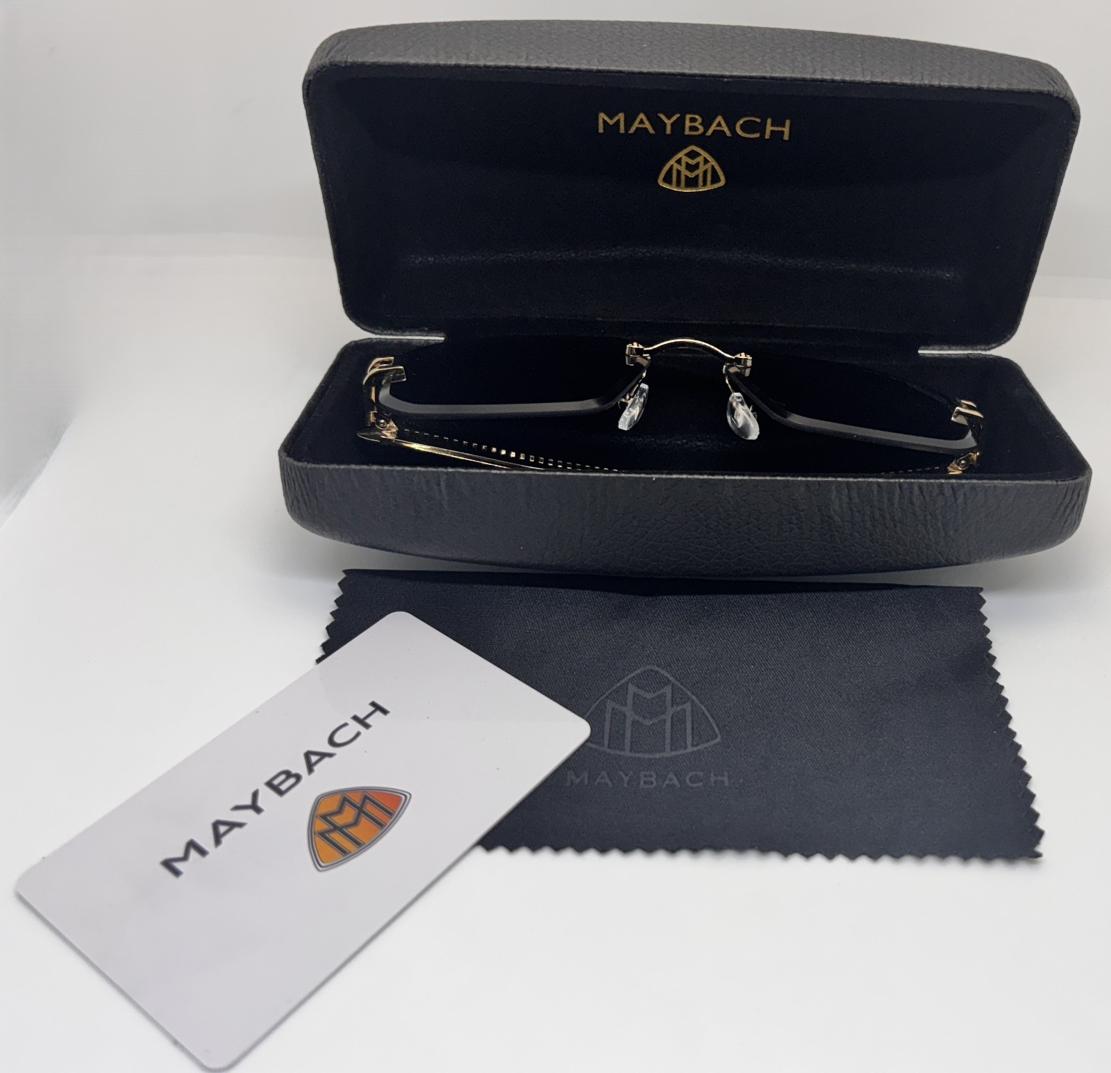 Maybach Rimless Rectangular Sunglasses Gold & Bla… - image 1