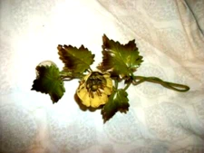 HOLLYWOOD REGENCY ITALIAN TOLE CANDLE SNUFFER YELLOW PRIMROSE FLOWER VINTAGE