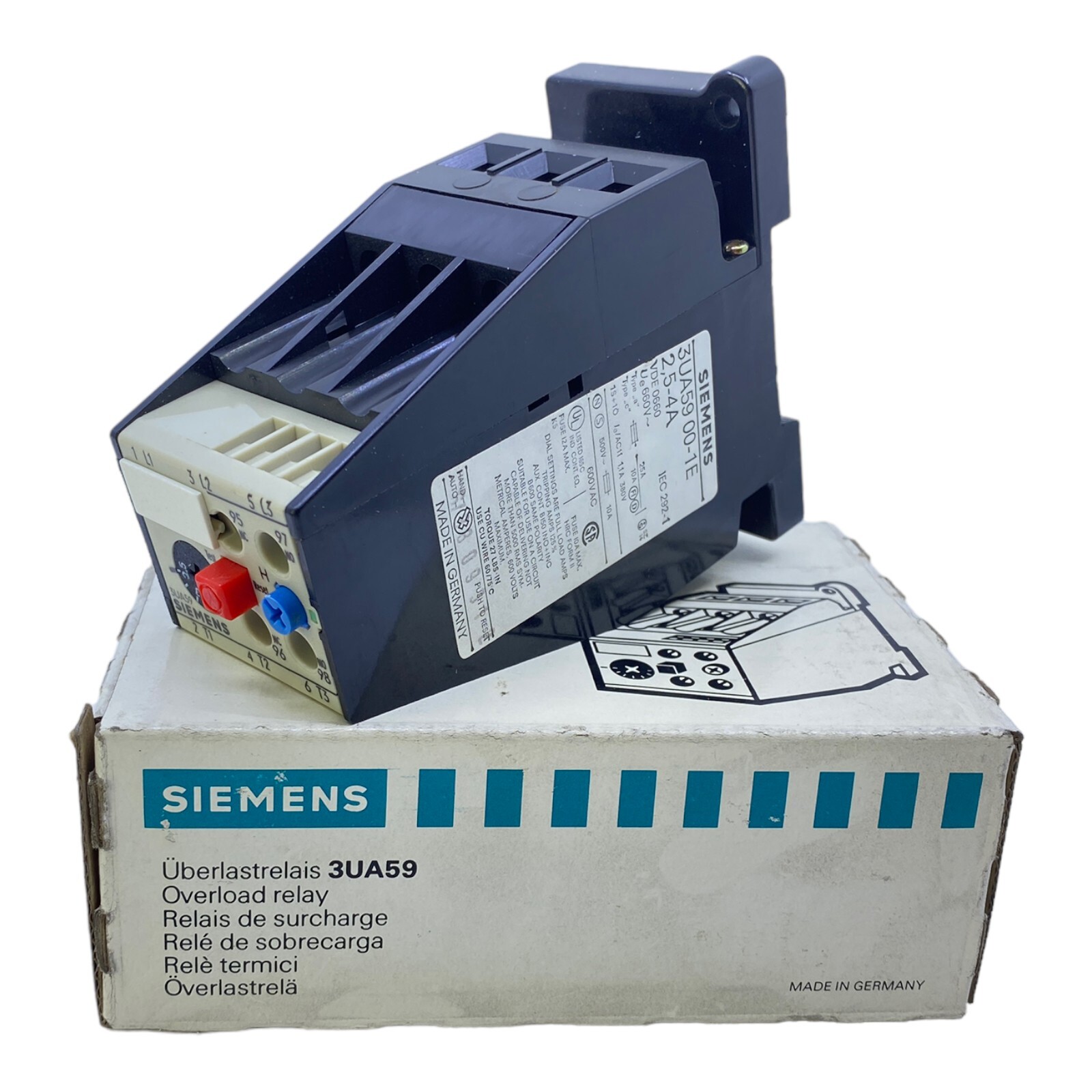 Siemens 3UA5900-1E Overload Relay 2.5-4A 1S+1Ö 1.1A 380V AC