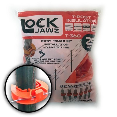 Straight /& Corners 250 BULK LockJawz Black T-360 Electric Fence Insulators