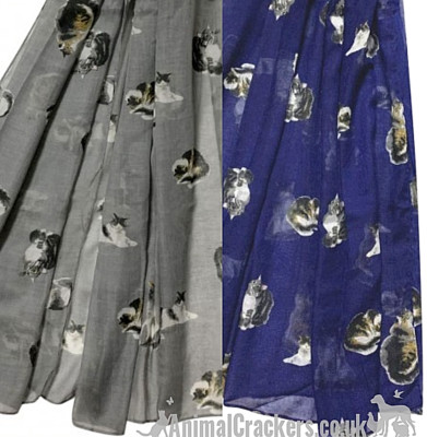 Schildpatt Tabby KATZE Print Damen Schal Sarong Baumwollmischung Katzenliebhaber Geschenk 