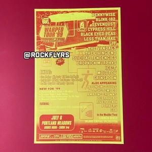 VANS WARPED TOUR 1999 Original 11x17 Local Flyer. Blink-182, Eminem, Sevendust +