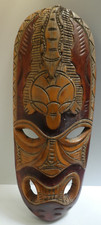 CARVED TIMBER PNG PACIFIC NEW GUINEA CROCODILE SPIRIT TRIBAL WALL MASK PAINTED