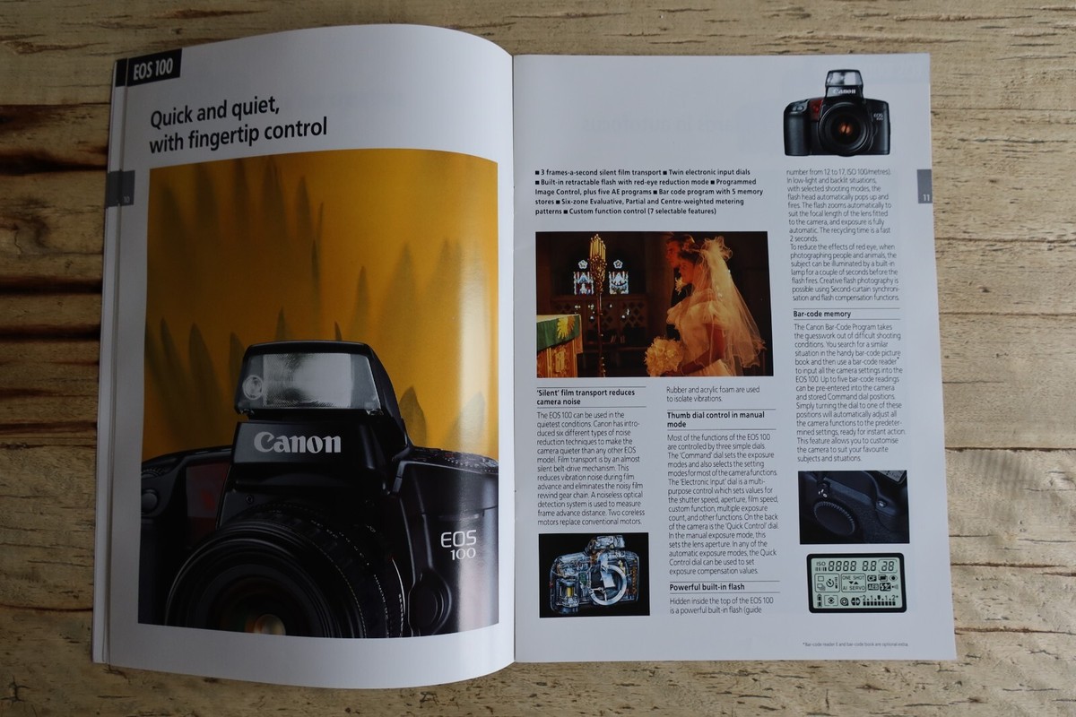 Catalogue Canon EOS 100 – édition 1991, Brochure Vintage, état Correct